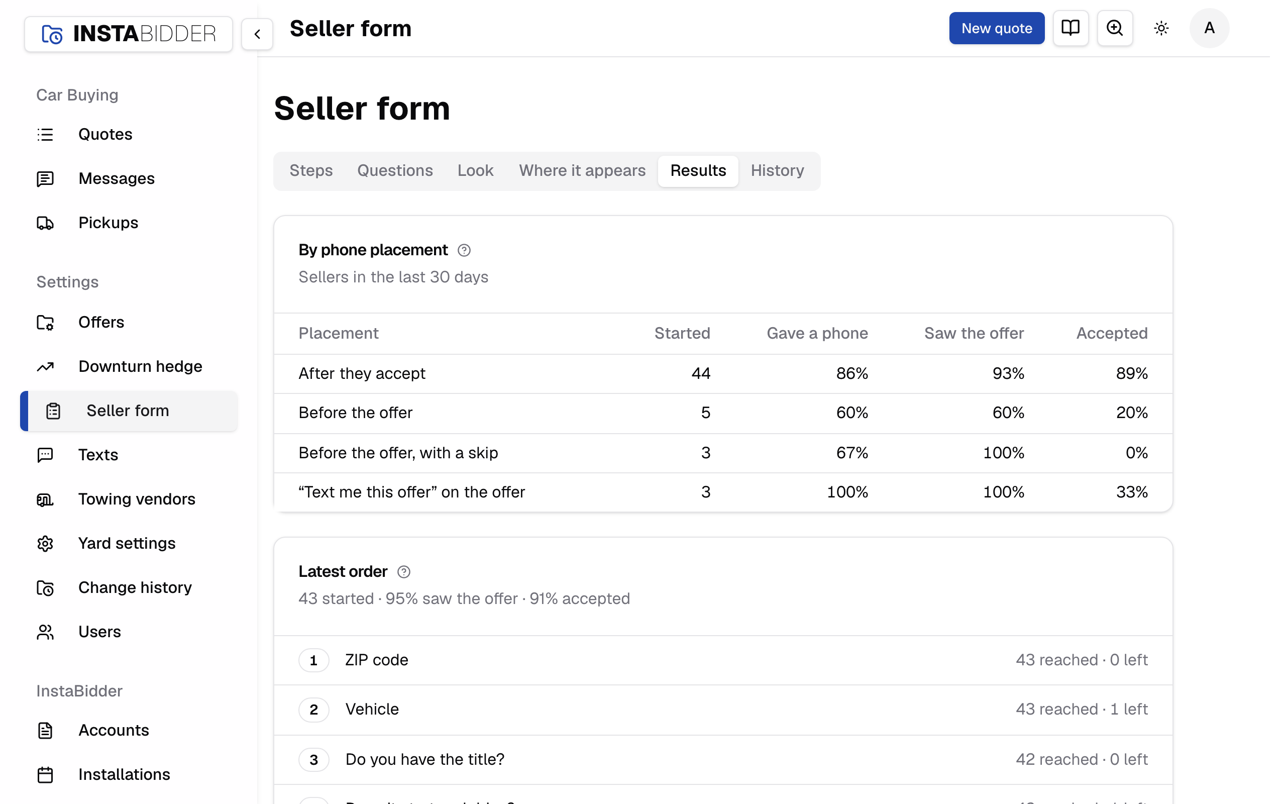 The Results tab