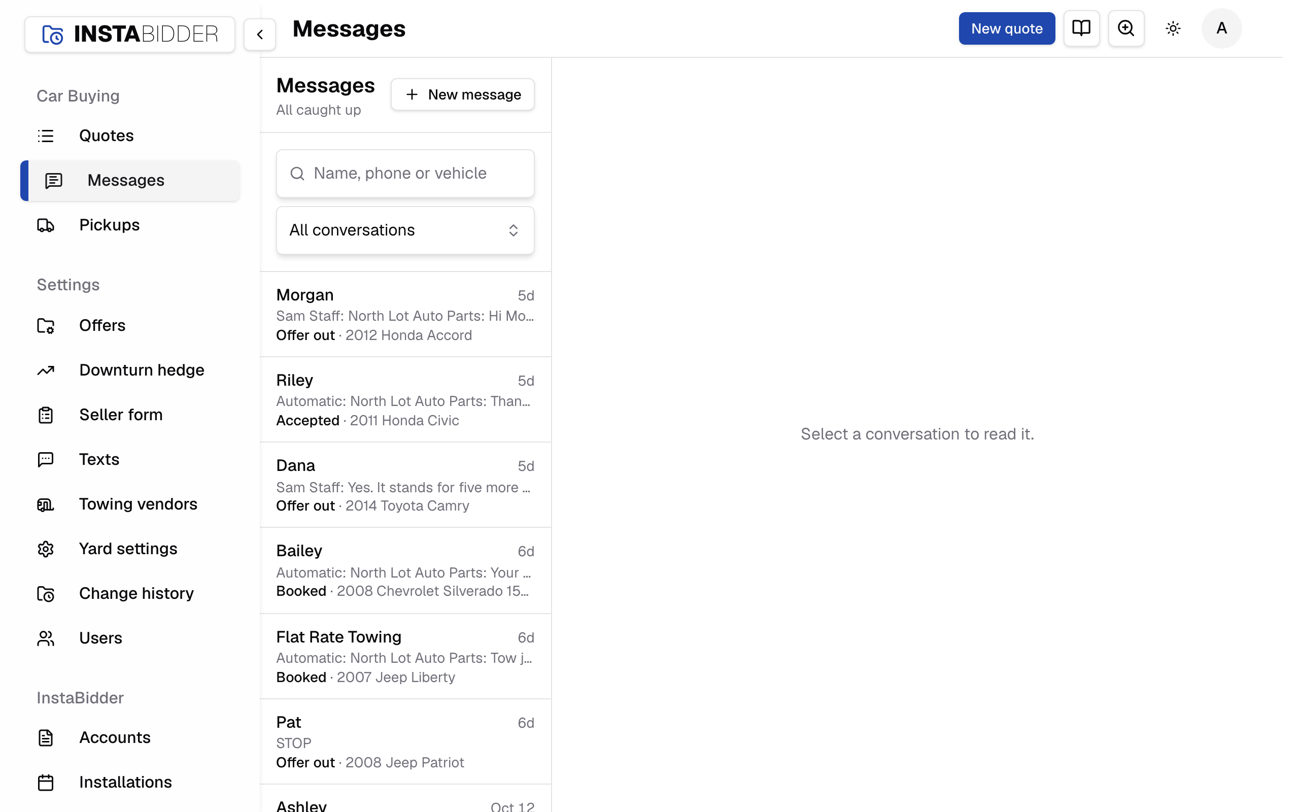 The Messages inbox