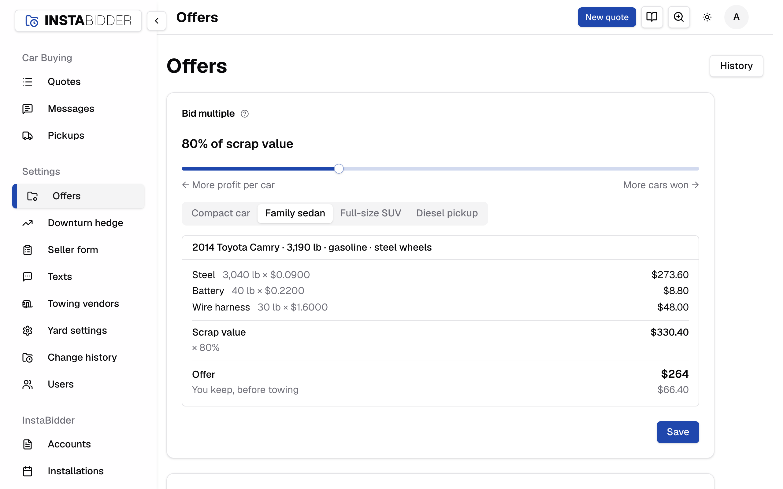 The Offers page