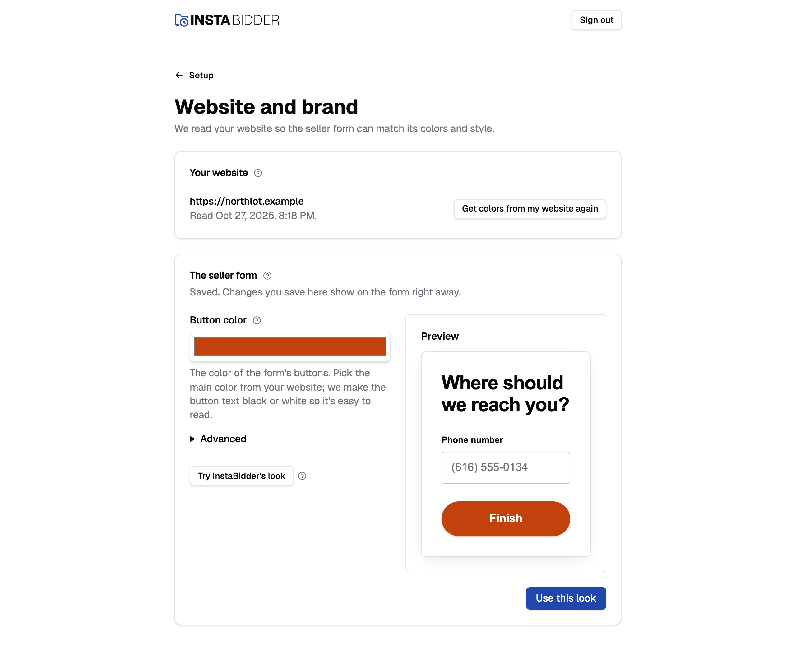 The Website and brand step