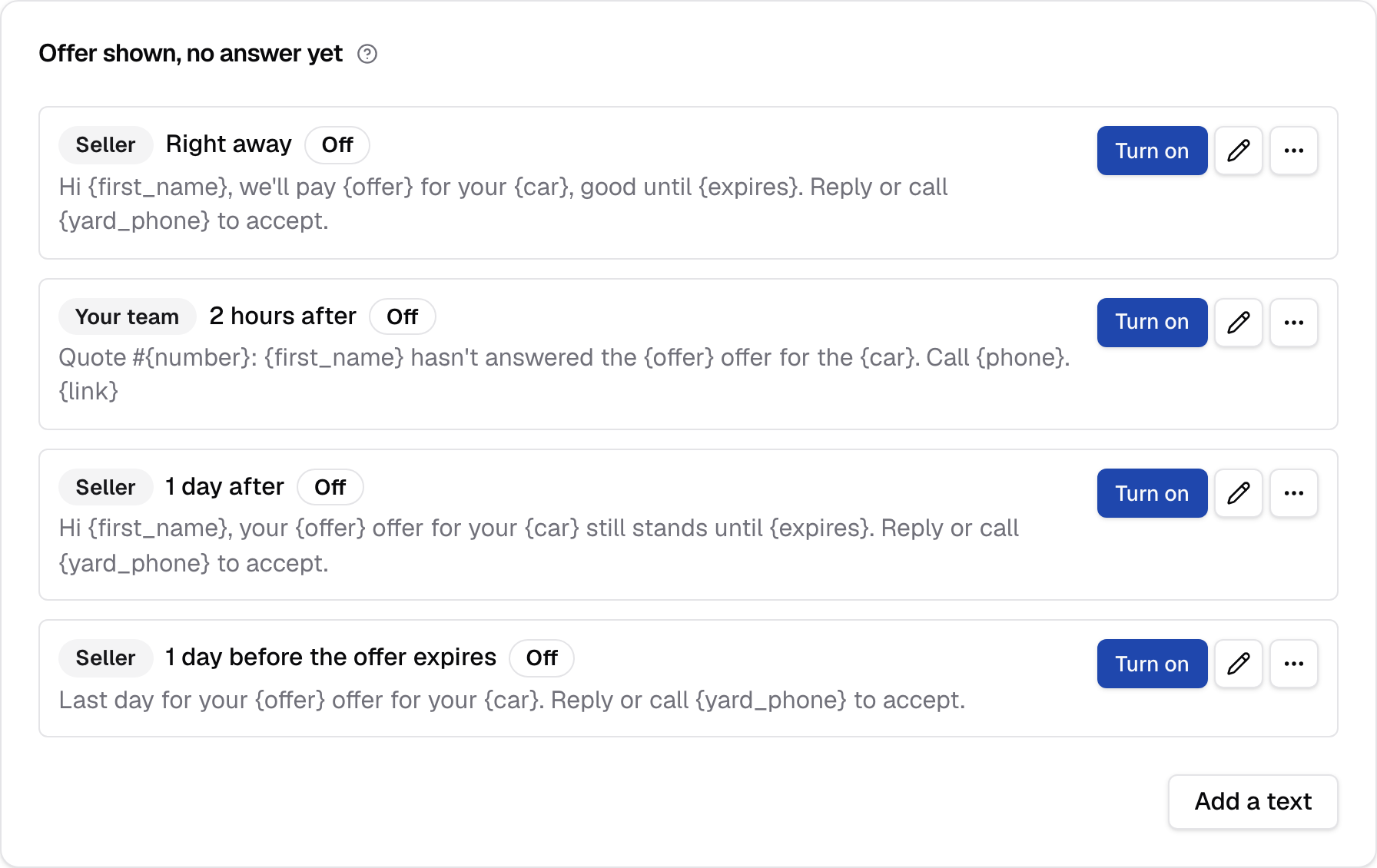 The Offer shown, no answer yet card